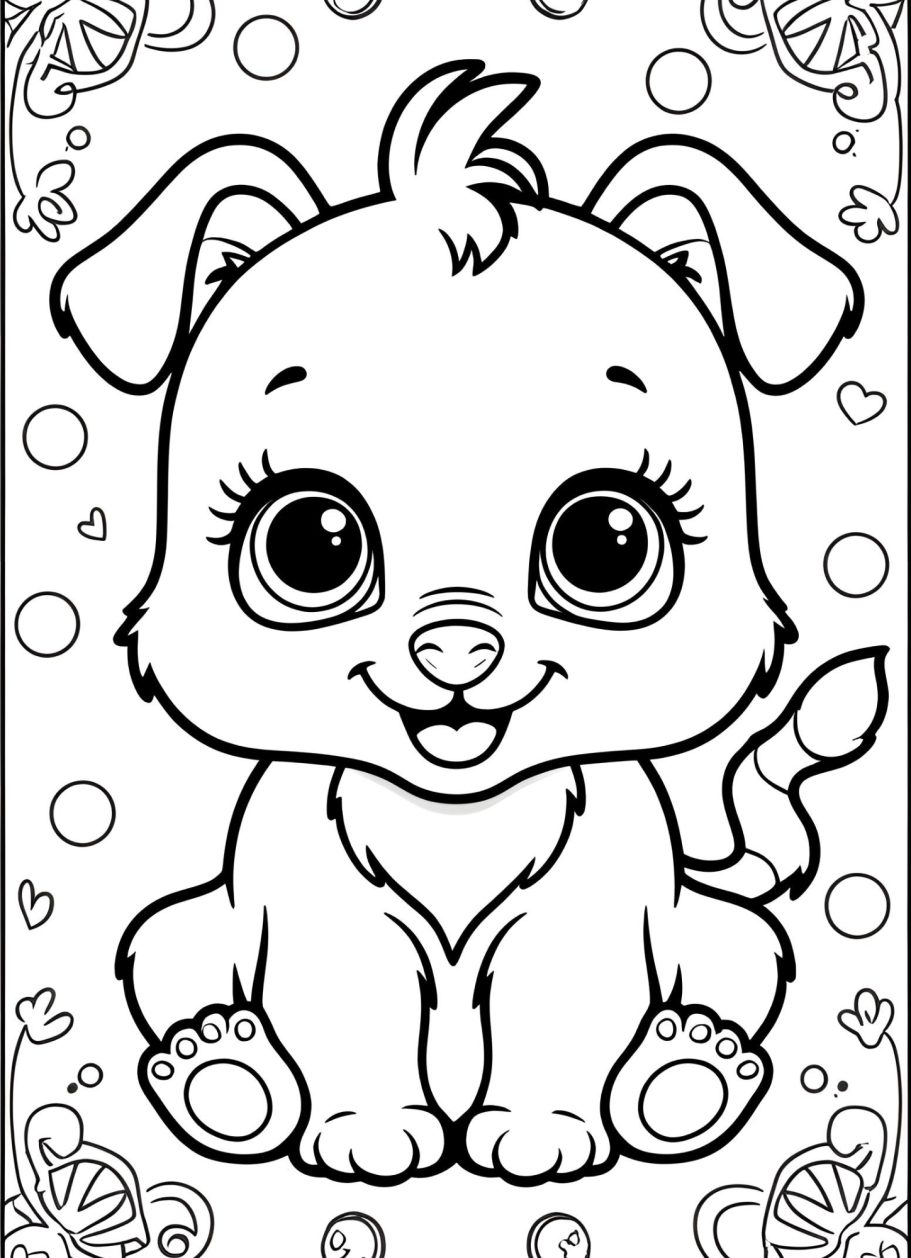 Niedlicher Hundewelpe mit großen Augen, sitzend und lächelnd.